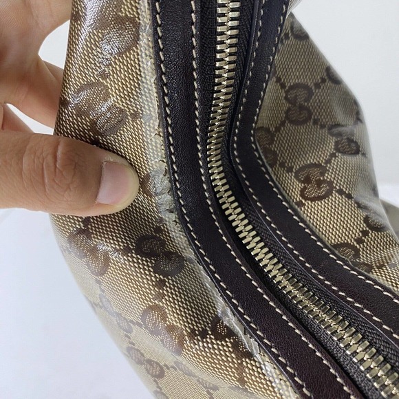 Gucci duchessa Hobo GG Logo, Crystal Coated canvas Bag , Beige Brown , Damaged - Picture 13 of 16